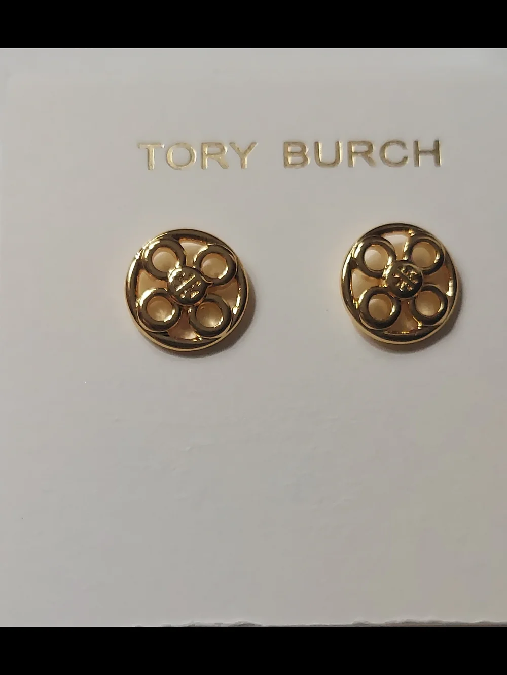 Tory Burch Gold Floral Cutout Stud Earrings